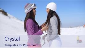  Presentation with two black women - Beautiful slides featuring girlfirends - two attractive young women chatting backdrop and a  colored foreground