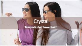  Presentation with women - PPT theme consisting of girlfirends - two attractive young women background and a  colored foreground