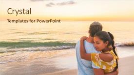  Presentation with sunset beach - PPT theme consisting of life complications - couple in love embracing each background and a cream colored foreground