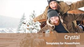  Presentation with winter - Slide set enhanced with girlfriend and laughing in winter background and a coral colored foreground