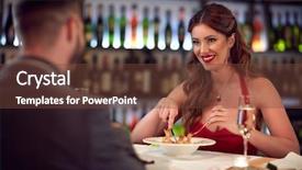  Presentation with gala - PPT theme having girlfriend have gala dinner background and a tawny brown colored foreground
