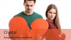  Presentation with love heart - Audience pleasing slides consisting of love breakups - young man tearing paper heart backdrop and a red colored foreground