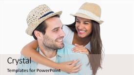  Presentation with giving - Beautiful presentation theme featuring girlfriend piggy back on white backdrop and a coral colored foreground