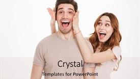  Presentation with hide - Audience pleasing PPT theme consisting of girlfriend playing hide and seek backdrop and a soft green colored foreground