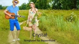  Presentation with guitar - Slides featuring girlfriend they are walking along background and a gold colored foreground