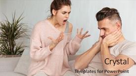  Presentation with home - PPT layouts consisting of girlfriend which screaming and quarrel background and a coral colored foreground