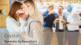  Presentation with drinking glass - Presentation design featuring girlfriends-are-drinking-fraternity background and a coral colored foreground