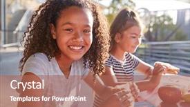  Presentation with school lunch - Amazing theme having girlfriends at school lunch table backdrop and a coral colored foreground