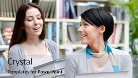  Presentation with piles - Cool new PPT layouts with girlfriends carry piles of books backdrop and a light blue colored foreground