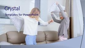  Presentation with clothing wooden clothes hanger object - Theme enhanced with girlfriends in home clothes beat background and a  colored foreground