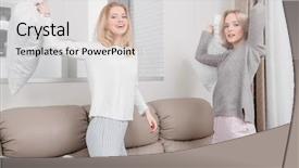  Presentation with clothes - Beautiful slides featuring girlfriends in home clothes beat backdrop and a  colored foreground