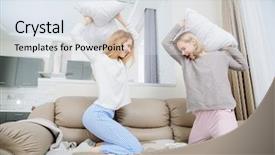  Presentation with clothes - Beautiful slide deck featuring girlfriends in home clothes beat backdrop and a  colored foreground