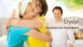  Presentation with keyword - Cool new theme with girlfriends seeing again a keyword backdrop and a coral colored foreground