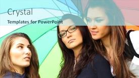  Presentation with under umbrella - Colorful presentation enhanced with girlfriends stay under colourful umbrella backdrop and a arctic colored foreground