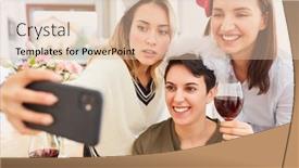  Presentation with hen - Slide deck featuring girlfriends-with-bride-make-selfie background and a lemonade colored foreground