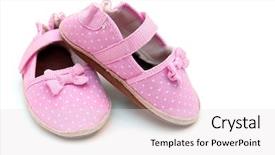  Presentation with leather shoes - Slide deck having leather baby girl shoes background and a light gray colored foreground