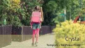  Presentation with back school - Presentation theme consisting of backpack goes to school background and a yellow colored foreground