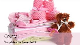  Presentation with baby clothes - PPT layouts with pile of baby clothes isolated background and a lemonade colored foreground