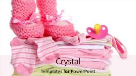  Presentation with baby clothes - Colorful presentation design enhanced with pile of baby clothes isolated backdrop and a lemonade colored foreground