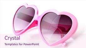  Presentation with pink white - Cool new presentation theme with uv rays - pink heart-shaped sunglasses isolated backdrop and a lemonade colored foreground