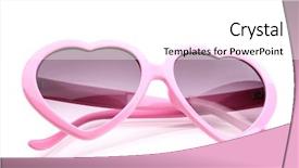  Presentation with pink white - Presentation having uv rays - pink heart-shaped sunglasses isolated background and a white colored foreground