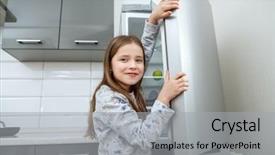  Presentation with fridge - Cool new slides with hunger child - portrait of a cute girl backdrop and a light gray colored foreground