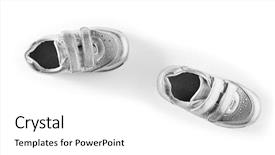  Presentation with sports shoes - Colorful PPT theme enhanced with baby girls - flat lay the silver children's backdrop and a white colored foreground