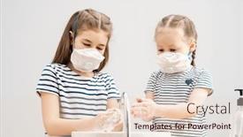  Presentation with face masks - PPT theme having girls-are-wearing-face-masks background and a lemonade colored foreground