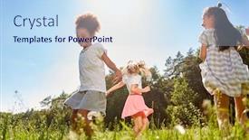  Presentation with dance - Colorful slides enhanced with girls-as-friends-dance-hilariously backdrop and a sky blue colored foreground