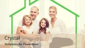  Presentation with family and home love concept - Beautiful presentation theme featuring girls at home behind green backdrop and a lemonade colored foreground