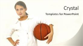  Presentation with base ball field - Beautiful theme featuring girls basketball - girl with basket ball backdrop and a cream colored foreground