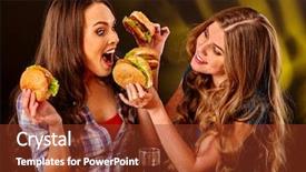  Presentation with burger - Theme enhanced with girls bite burger with two background and a tawny brown colored foreground