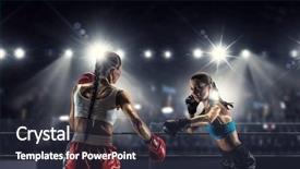  Presentation with boxing - Slide deck having girls boxing in ring mixed background and a tawny brown colored foreground