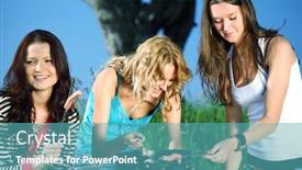  Presentation with burn - PPT theme enhanced with girls burn sausages background and a teal colored foreground