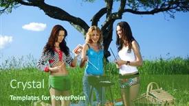  Presentation with burn - Amazing slide deck having girls burn sausages backdrop and a tawny brown colored foreground