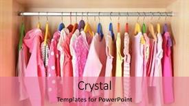  Presentation with clothes - Slides with girl's clothes on hangers background and a  colored foreground