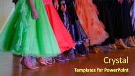  Presentation with competition - Beautiful slide deck featuring girls-dancers-at-ballroom-dancing backdrop and a tawny brown colored foreground