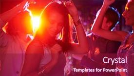  Presentation with night club - Audience pleasing presentation design consisting of girls dancing in night club backdrop and a violet colored foreground