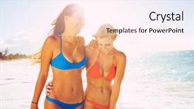  Presentation with sunset beach - Amazing PPT layouts having girls day at the beach backdrop and a pink colored foreground