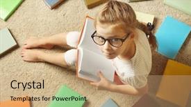  Presentation with education cute - Slide deck enhanced with girls education - cute girl with books sitting background and a coral colored foreground