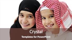  Presentation with arabic - Audience pleasing slides consisting of girls education - portrait of little arabic muslim backdrop and a tawny brown colored foreground
