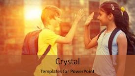  Presentation with school kids - Slide set consisting of girls education - school kids against grey school background and a  colored foreground