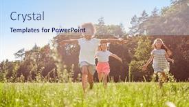  Presentation with race - Presentation theme having girls-have-fun-during background and a sky blue colored foreground