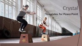  Presentation with women body - Beautiful PPT theme featuring girls-having-full-body-training backdrop and a light gray colored foreground