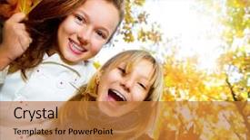  Presentation with teenage - Amazing slides having girls having fun in autumn backdrop and a gold colored foreground