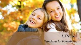  Presentation with little girls birthday - Amazing slides having girls having fun in autumn backdrop and a gold colored foreground