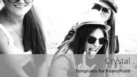  Presentation with black girls - Slide deck featuring girls having fun together outdoors urban lifestyle black and white background and a light gray colored foreground