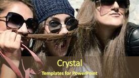  Presentation with outdoors - Cool new PPT theme with girls having fun together outdoors and making moustache of hair lifestyle theme toned image backdrop and a tawny brown colored foreground