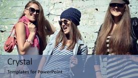  Presentation with outdoors - Presentation theme featuring girls having fun together outdoors background and a  colored foreground