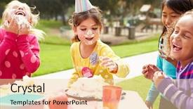  Presentation with outdoor party - PPT theme with girls having outdoor birthday background and a lemonade colored foreground